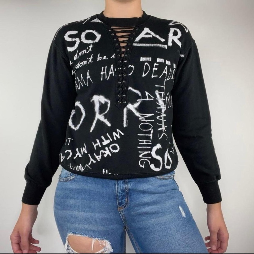 Edgy black and white crewneck